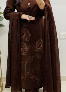 Elegant Brown Kurta Set with Dupatta