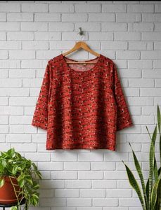Red Flamingo Print Casual Top