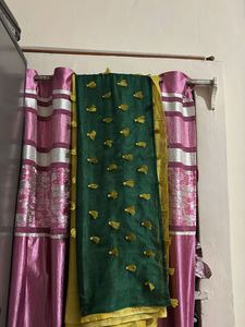 Green Saree with Tassels and blouse