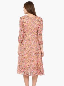 Vibrant Floral Print midi dress