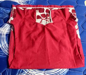 Red Kurta with Floral Border ✨❤️