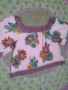 Pink Floral Print Square Neck Top