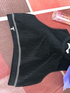Black Ribbed Crop Top and  Pants it a full comb
