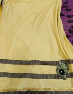 Elegant Butter Yellow Cotton Blend Saree