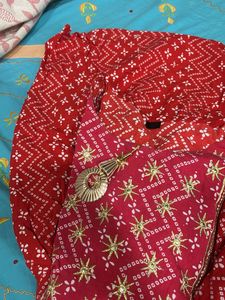 Red Printed Kurta with Sharara Set