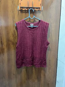 Maroon Sleeveless Knit vest Top