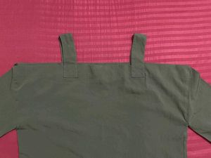 Olive Green Cold Shoulder Long Sleeve Top