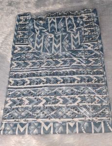 Stylish Blue Printed Kurta with Sequins