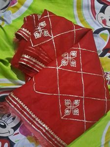 Elegant Red Embroidered Saree