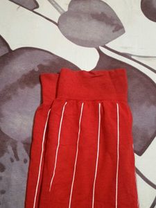 Red Striped Casual leggings