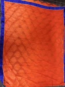Vibrant Orange Saree with Royal Blue Border