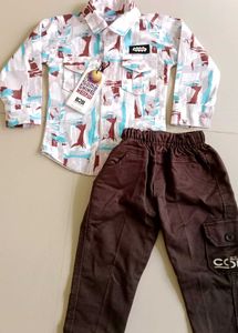 New Boys Casual Shirt and Cargo Pants Set