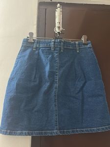 Classic Blue Denim A-Line Skirt