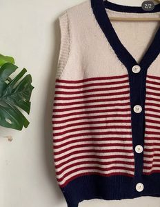 Striped Heart V-Neck Sweater Vest