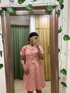 Cute Floral Puff Sleeve Mini Dress