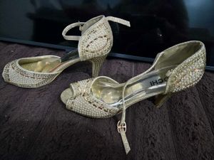Embellished Gold Heels