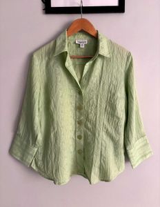 Light Green embroidered Button-Up Shirt