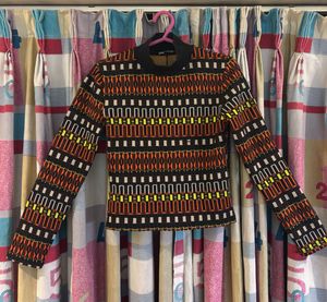 Retro Geometric Print Top thick mater