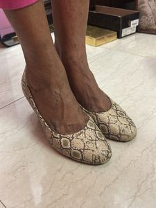 Stylish Snakeskin Print Ballet Heels