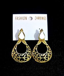 Designer Gold Tone Drop Earrings