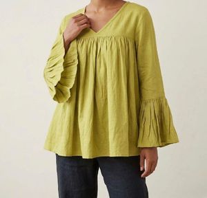 Flowy V-Neck Blouse with Bell Sleeves