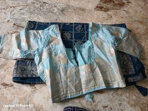 Beautiful Blue Saree with Silver Work