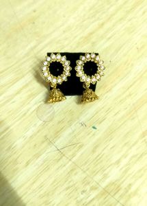 Gold Plated Pearl Jhumka Earrings