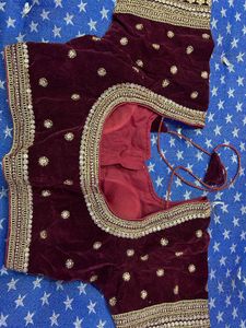 Maroon Velvet Embellished Blouse