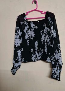 Black and white floral top
