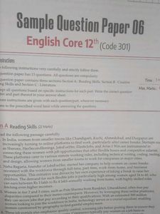 Arihant English Core 12th Sample Papers 2025