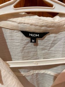 Nuon Chic Cream Ruched Crop Shirt