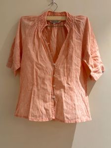 Chic Peach V-Neck Blouse