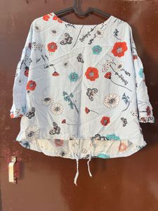 Cute Butterfly and Floral Print Top