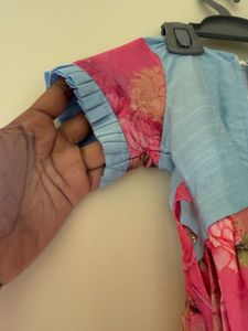 pink and blue ethnic frock