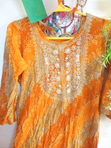 Mustard Embroidered Kurta Set