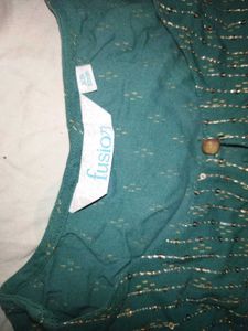 Teal Green Kurti with Gold Print