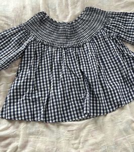 Gingham Off-Shoulder Top