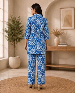 Blue Ikat Print Kurta