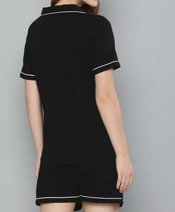 Black Pyjama Set with White Piping