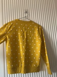 Cute Cat Print Yellow Polka Dot Sweatshirt