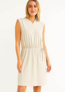 Minimalist Sleeveless Drawstring Waist Dress