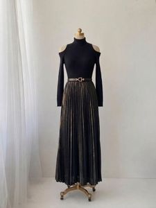 Chic Cold Shoulder Mock Neck Midi Dress