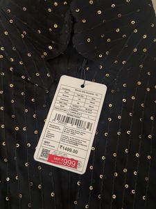 Black Sheer sequence Dot Shirt