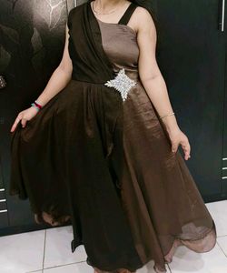 Elegant Brown Gown with Embellishments