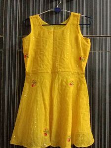 Yellow Embroidered Kurti