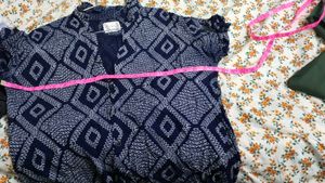 Blue &amp; White Printed Kurta