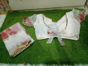 Floral Print Organza Saree
