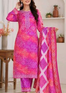 Vibrant Pink Bandhani Print dress material