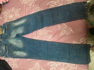 Blue Washed Denim Jeans Cantabil 34 waist