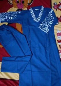 Stylish Blue Embroidered Kurta Set